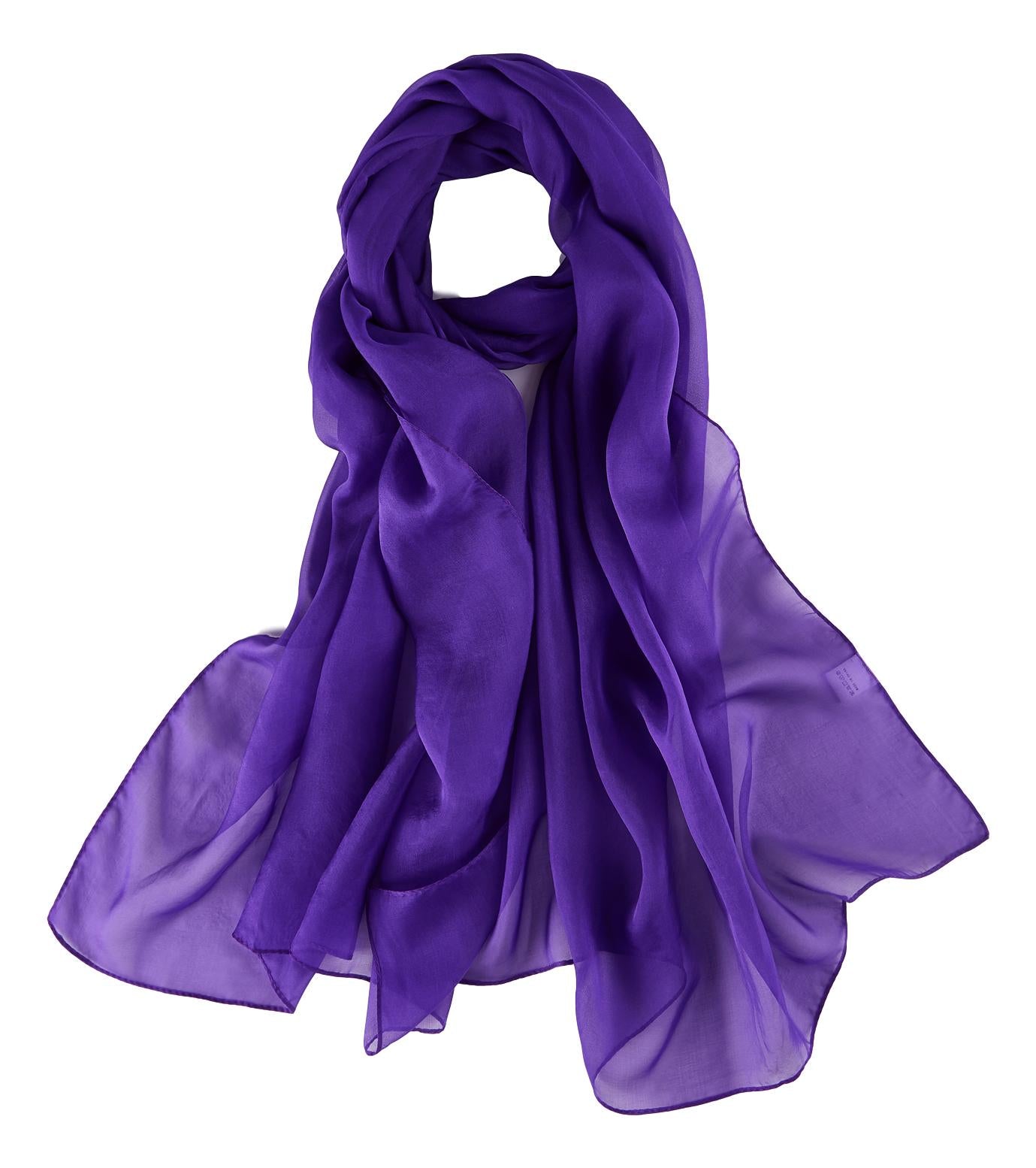 Wrapables® Solid Color 100% Silk Long Scarf, Majestic Purple