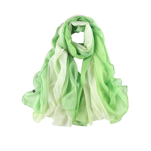 Yangtze Store Extra Wide Chiffon Scarf Beach Scarf Gradient Green Color CHD402