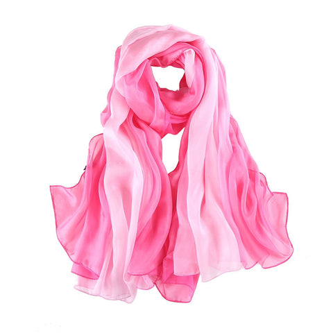 Yangtze Store Extra Wide Chiffon Scarf Beach Scarf Gradient Pink Color CHD406