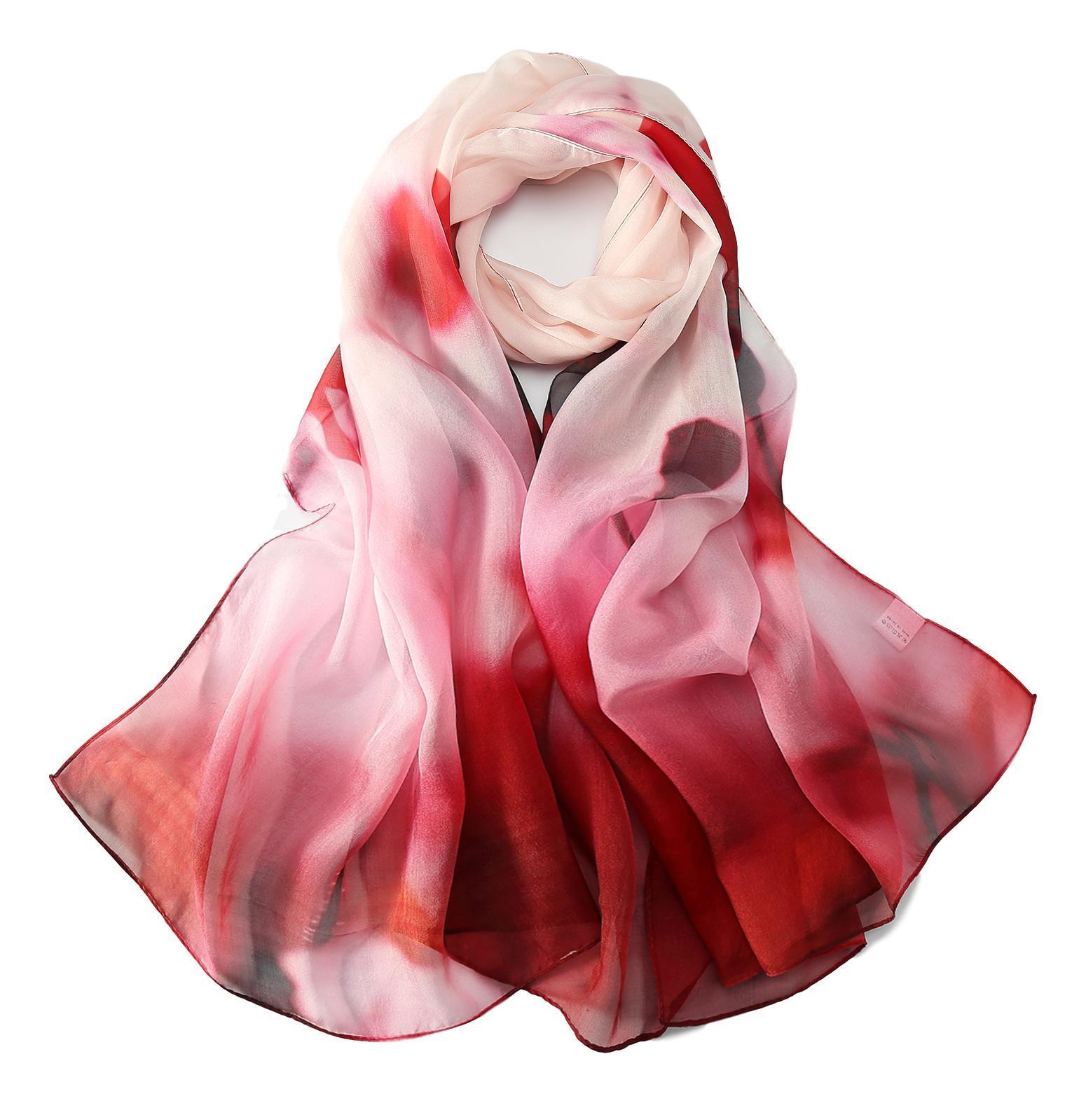 100% Silk Scarf in Pink / Super Soft and Lightweight / Spring Summer  Collection