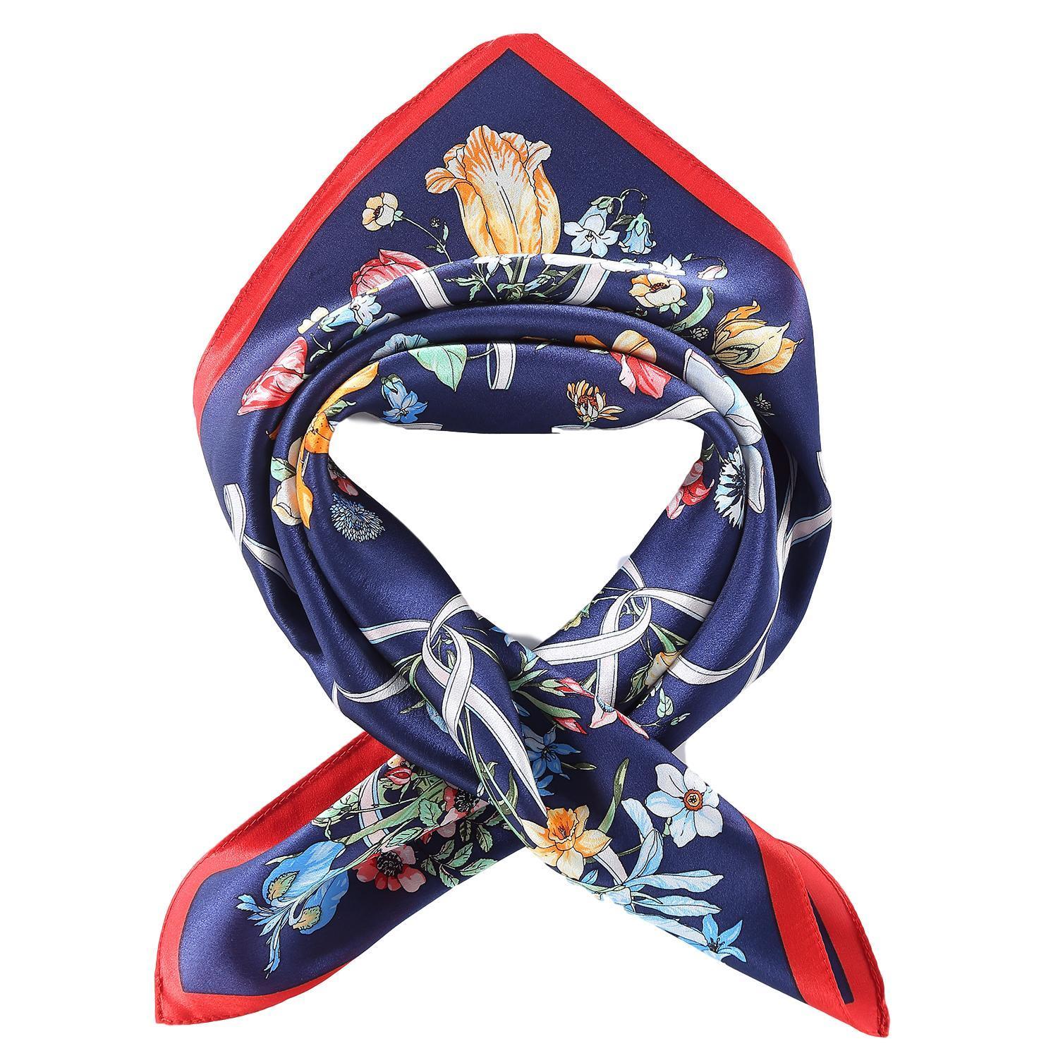 Navy Scarf Square Scarfs for Women Satin Square Silk Like Hair Scarves and  Wraps Headscarf