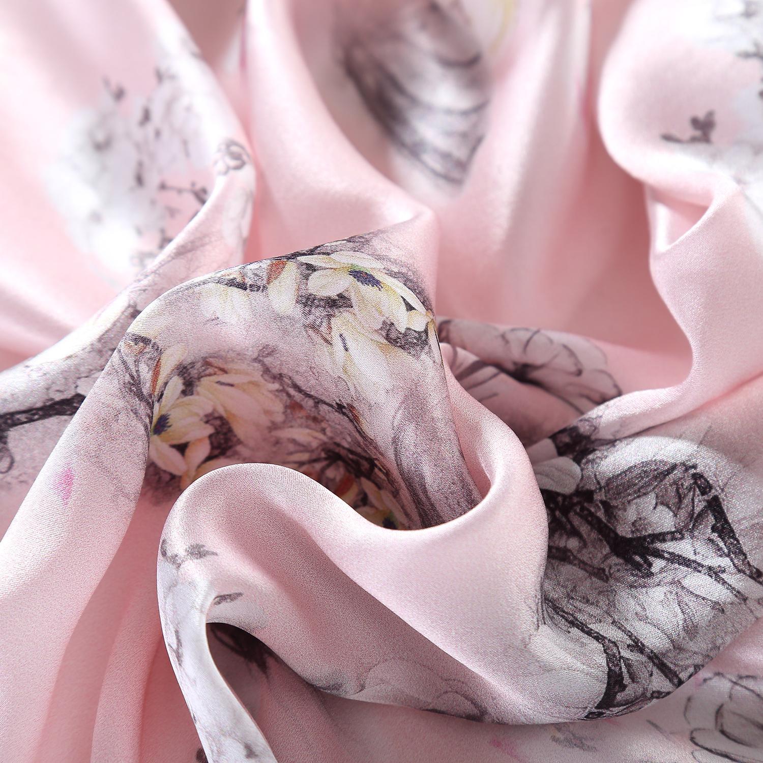 Printed Silk Scarf In Pink