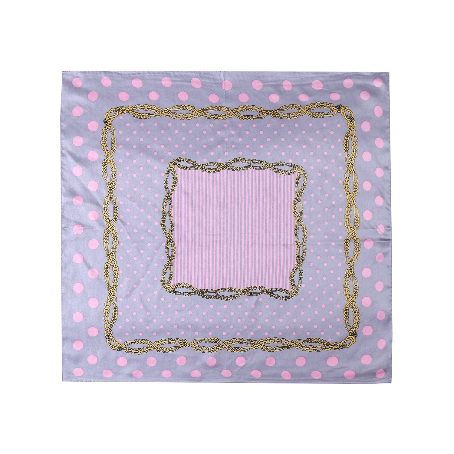 Small Square Silk Scarf Neckerchief Gray Theme Polka Dot Print