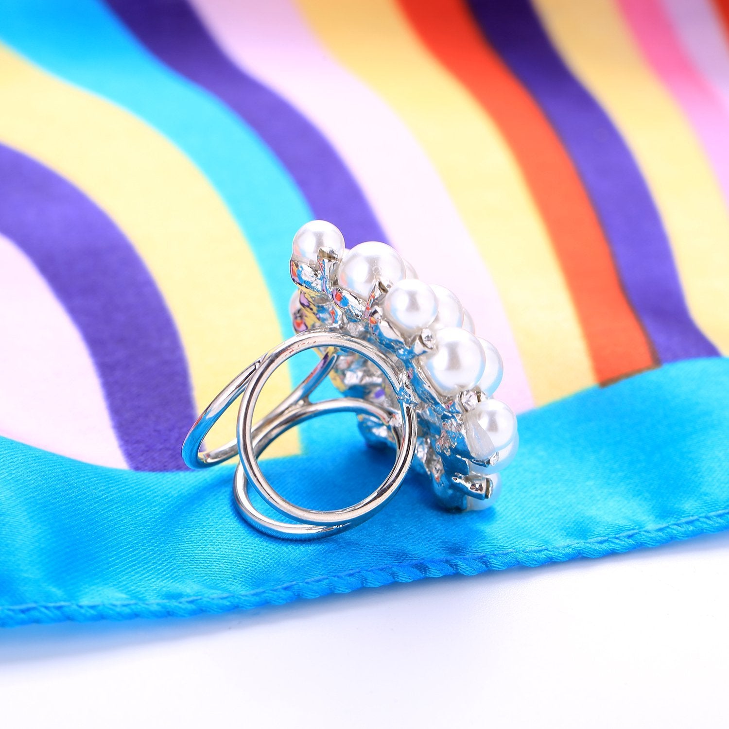 Women Lady Girls Fashion Rhinestone Inlayed Scarf Ring Buckle